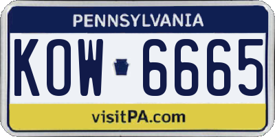 PA license plate KOW6665