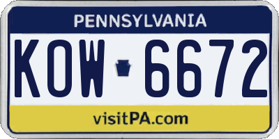 PA license plate KOW6672