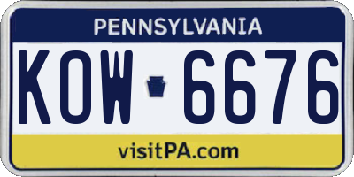 PA license plate KOW6676