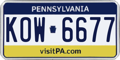 PA license plate KOW6677