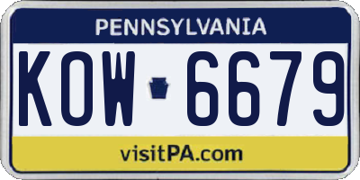 PA license plate KOW6679