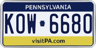 PA license plate KOW6680
