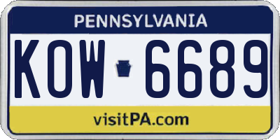 PA license plate KOW6689