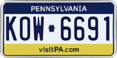 PA license plate KOW6691