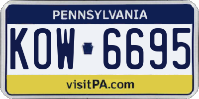 PA license plate KOW6695