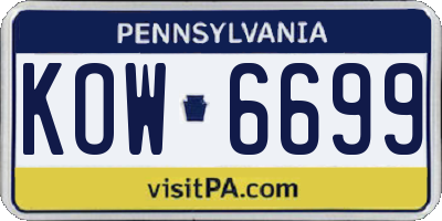 PA license plate KOW6699