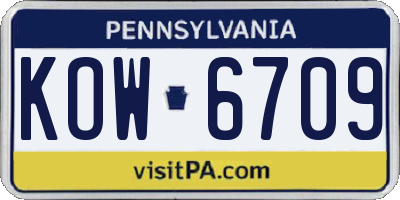 PA license plate KOW6709