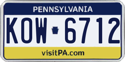 PA license plate KOW6712