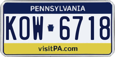 PA license plate KOW6718