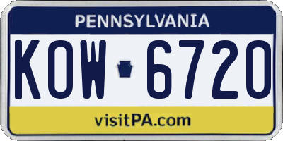 PA license plate KOW6720