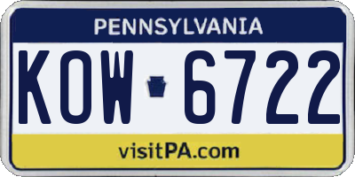 PA license plate KOW6722