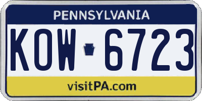 PA license plate KOW6723