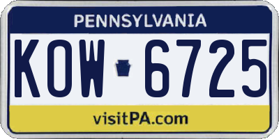 PA license plate KOW6725
