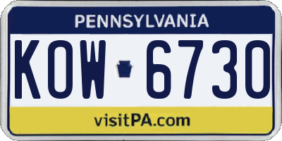 PA license plate KOW6730
