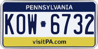 PA license plate KOW6732