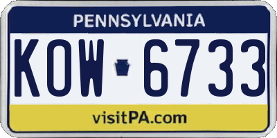 PA license plate KOW6733