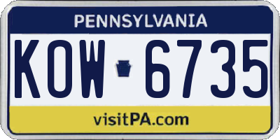 PA license plate KOW6735