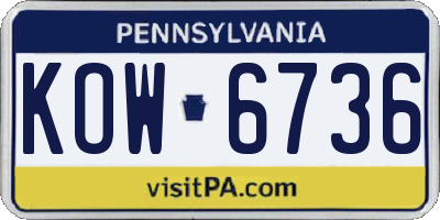 PA license plate KOW6736