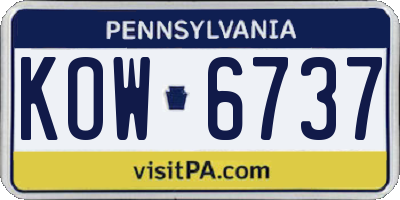 PA license plate KOW6737