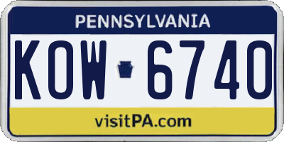 PA license plate KOW6740