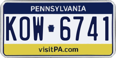 PA license plate KOW6741