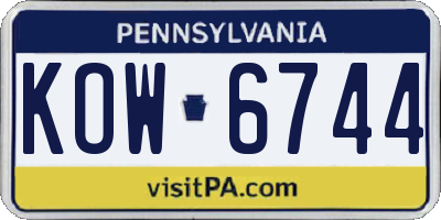 PA license plate KOW6744