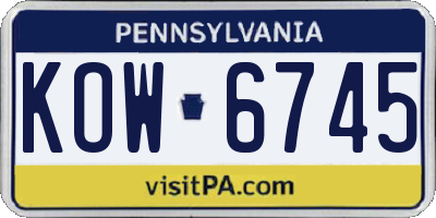 PA license plate KOW6745