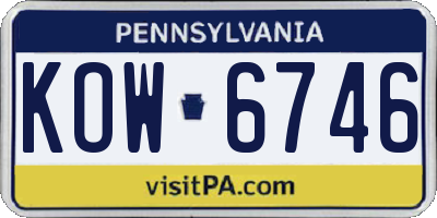 PA license plate KOW6746