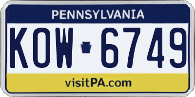 PA license plate KOW6749