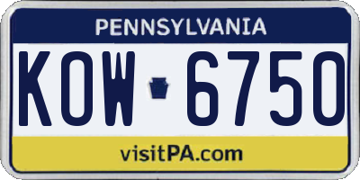 PA license plate KOW6750