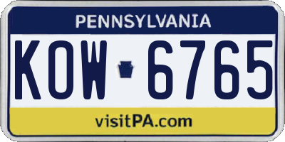 PA license plate KOW6765