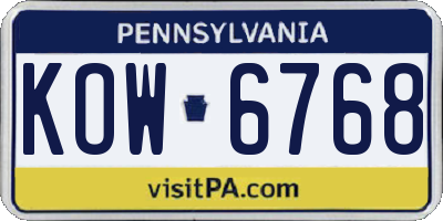PA license plate KOW6768