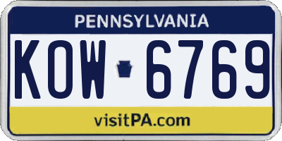 PA license plate KOW6769