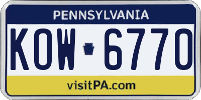 PA license plate KOW6770