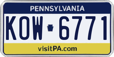 PA license plate KOW6771
