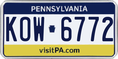 PA license plate KOW6772