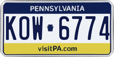 PA license plate KOW6774