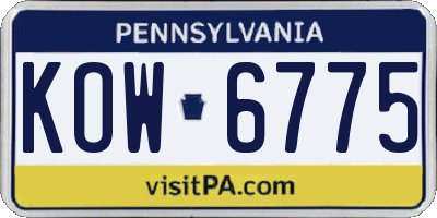 PA license plate KOW6775