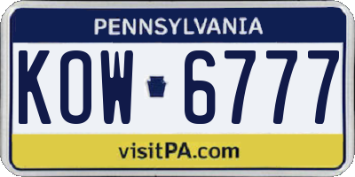 PA license plate KOW6777