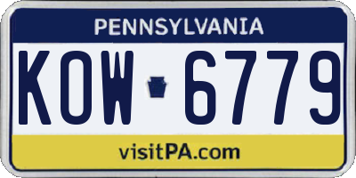 PA license plate KOW6779