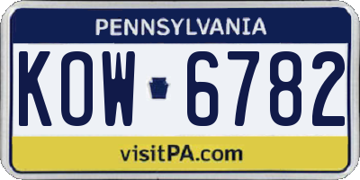 PA license plate KOW6782