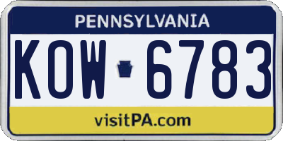 PA license plate KOW6783