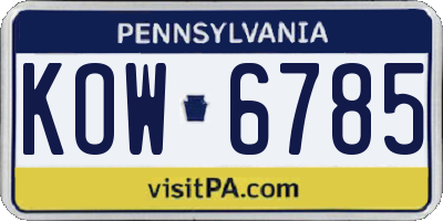 PA license plate KOW6785