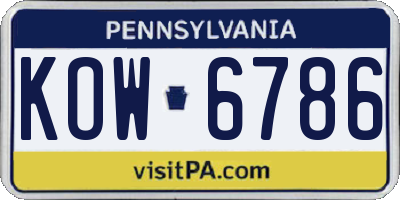 PA license plate KOW6786