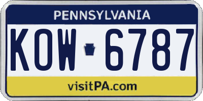 PA license plate KOW6787
