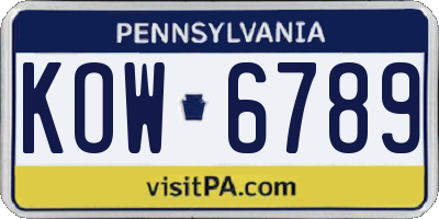 PA license plate KOW6789