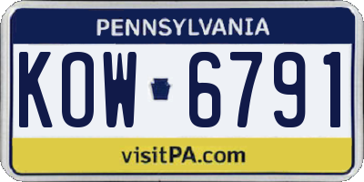 PA license plate KOW6791