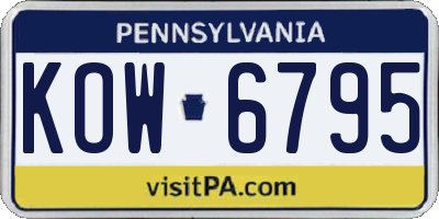 PA license plate KOW6795
