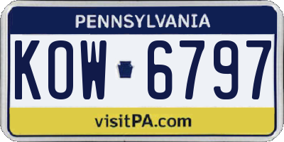 PA license plate KOW6797