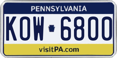 PA license plate KOW6800